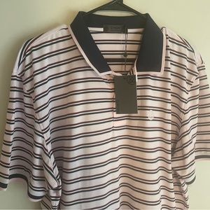 $120 XXL G Fore Polo Golf Shirt Pink Blue Navy Stripe 2XL NWT G4 Blush Mens